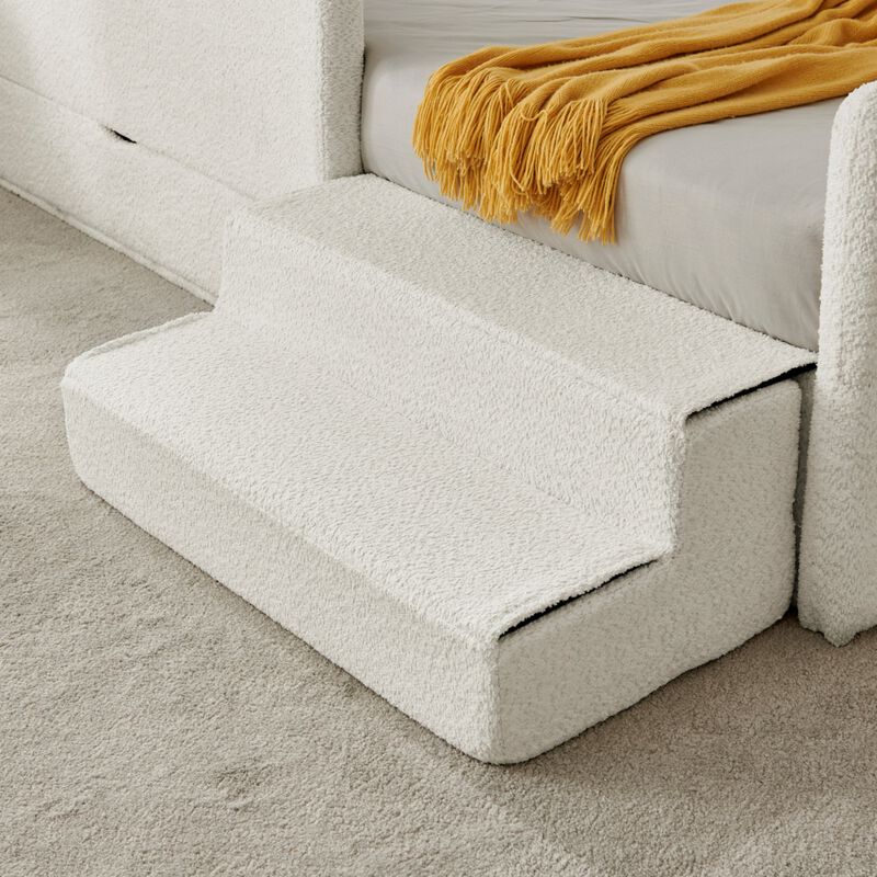 Josmok Multi-Functional Boucle Upholstered Toddler Bed image number 5