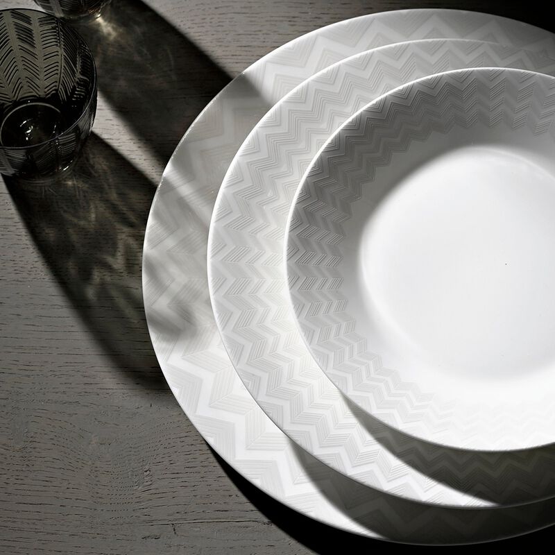 Soup Plates ZIG ZAG WHITE Set of 6, diam. 8.66" image number 2