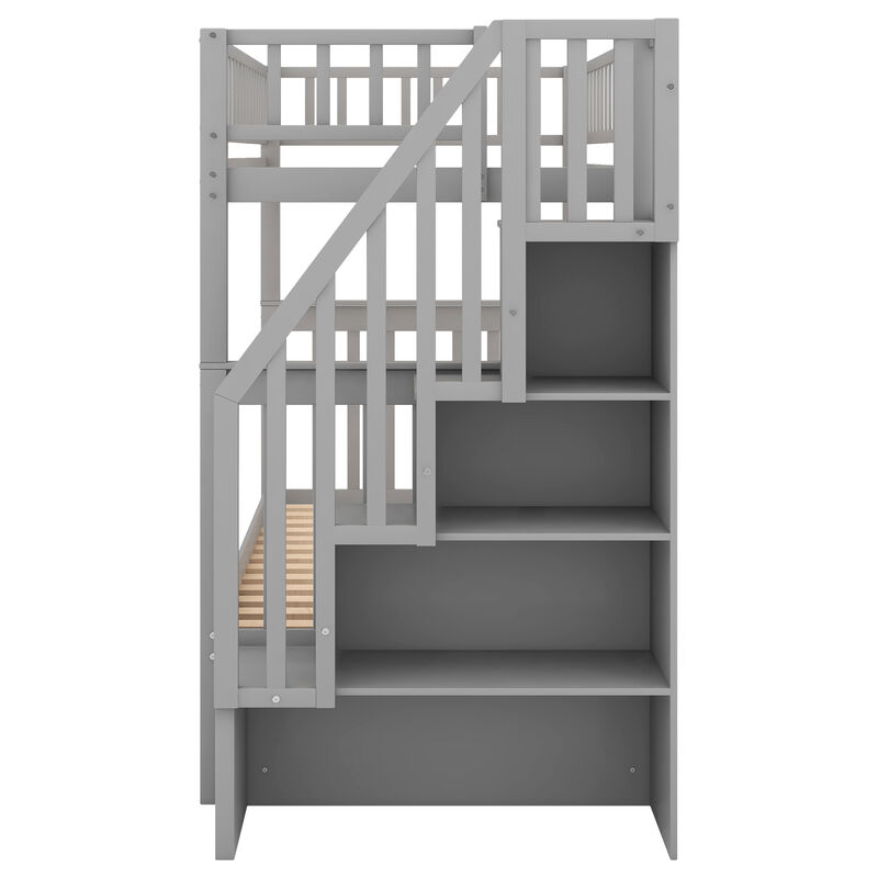Whisen Twin over Twin Bunk Bed with Trundle and Storage