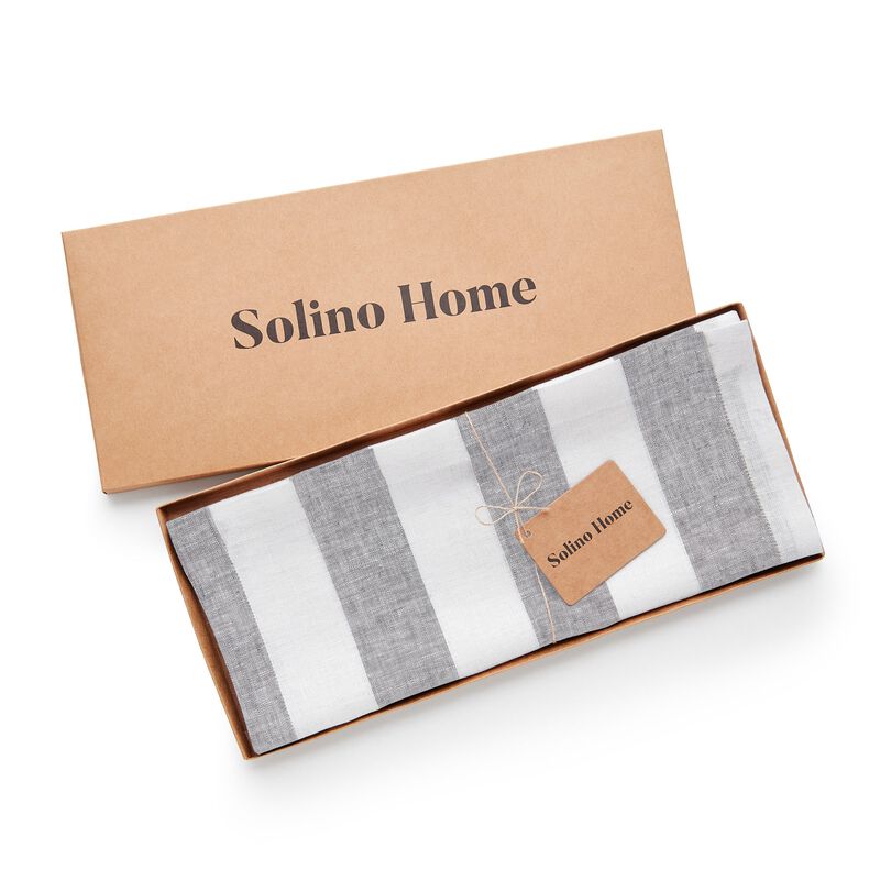 Solino Home Cabana Stripe 100% Linen Table Runner &ndash; Handcrafted, Machine Washable, Perfect for Holiday and Everyday Dining