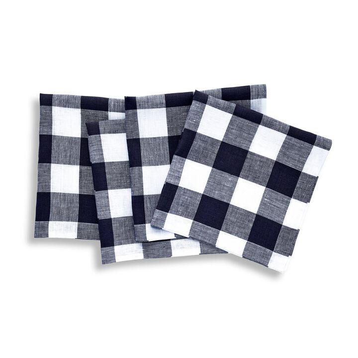 Linen Dinner Napkins - Buffalo Check