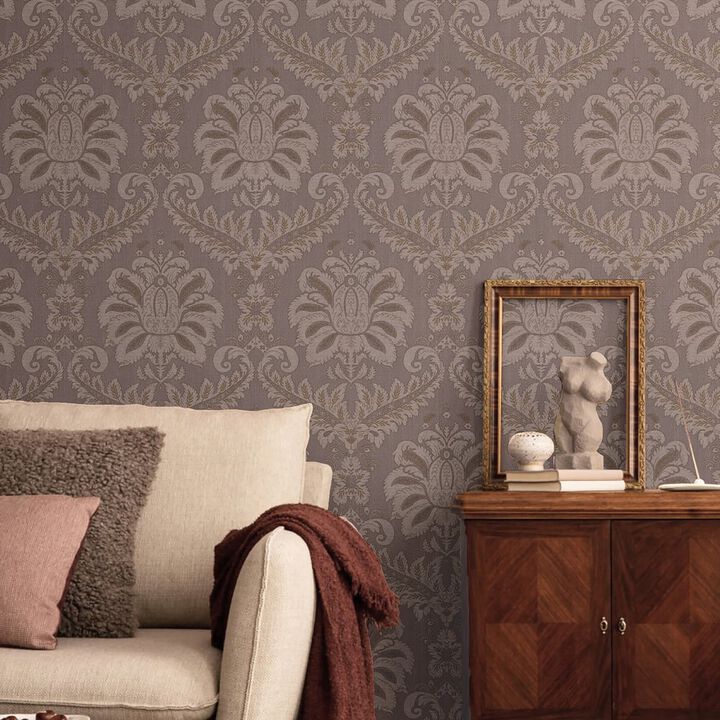 Ornamenta Damask Purple Lilac Wallpaper 35928