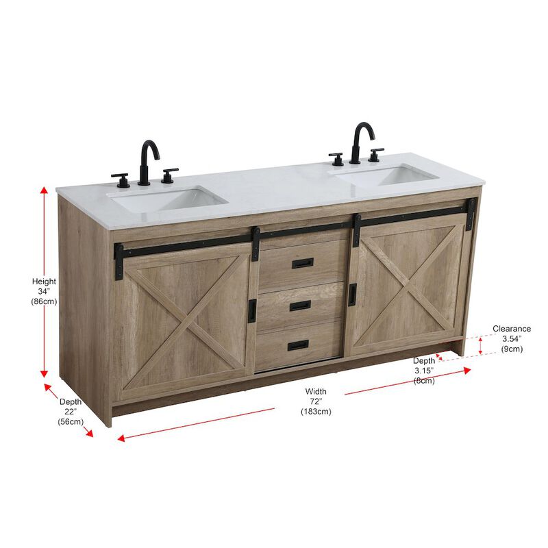 Elegant Kitchen and Bath Austin 72 Inch Double Bathroom Vanity In Natural Oak image number 2
