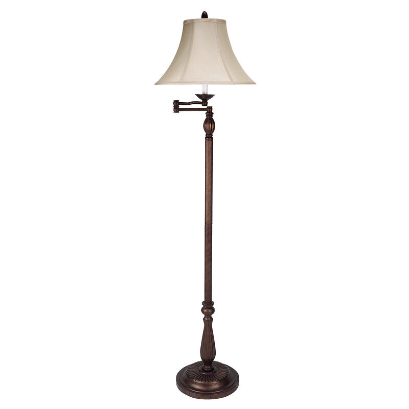 HomeRoots 62" Rusted Swing Arm Floor Lamp With Champagne Bell Shade image number 2