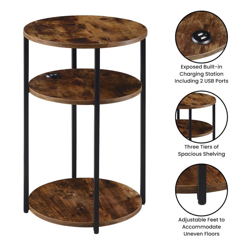 Designs2Go Simon 3 Tier End Table with USB Ports