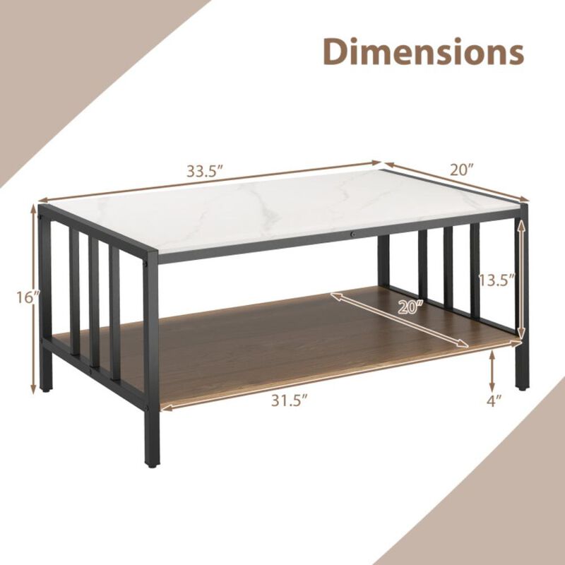 Hivvago 2 Tier Coffee Table with Sintered Stone Tabletop