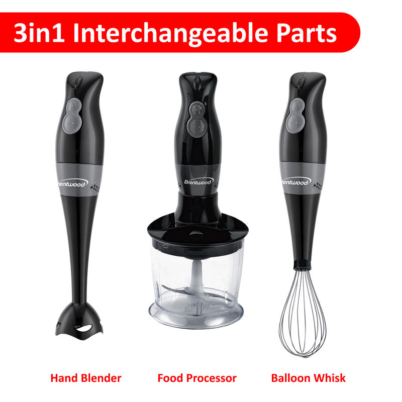 Brentwood HB-38BK 2 Speed Hand Blender with Balloon Whisk in Black