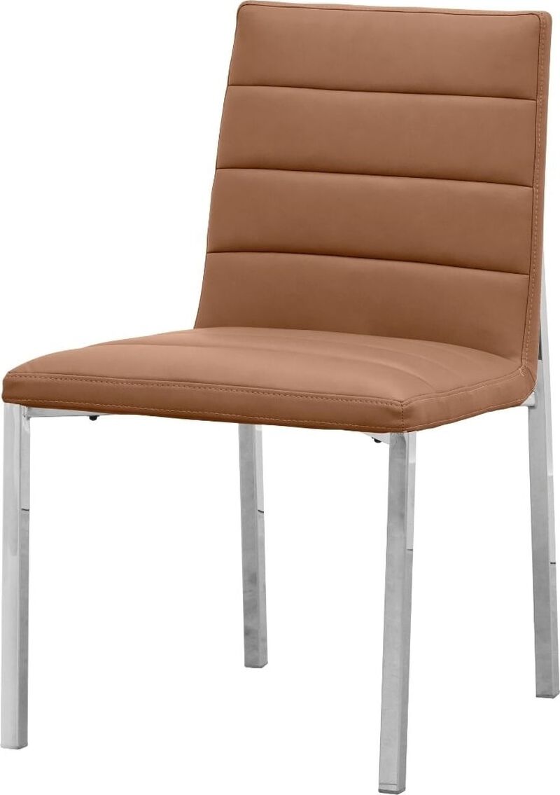 Amalfi Metal Back Chair in Cognac Leather - Set of 2