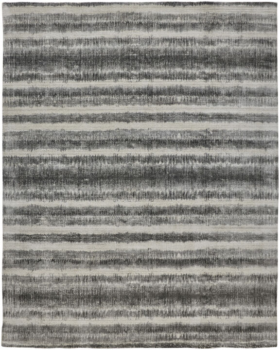 2 X 3 gray Ivory And Black Abstract Hand Woven Area Rug