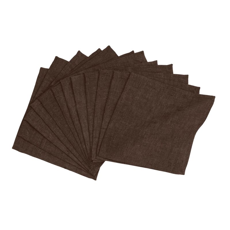 Solino Home Athena 100% Linen Cocktail Napkins &ndash; Set of 12, 6 x 6 in, Machine Washable, Holiday and Everyday Dining