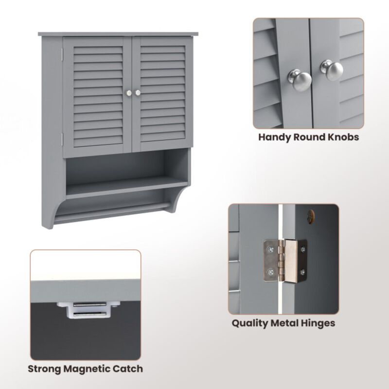 Hivvago 2-Doors Bathroom Wall-Mounted Medicine Cabinet with Towel Bar