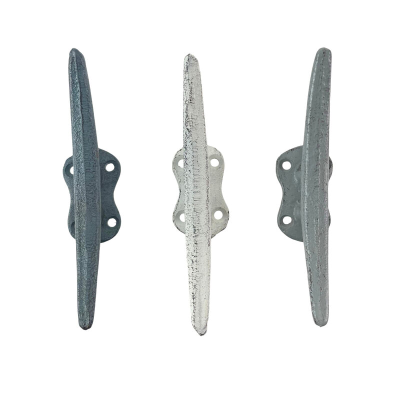 Set of 3 Cast Iron Boat Cleat Wall Hooks in Coastal Blue, Gray, and White &ndash; 5.5-Inch Decorative Nautical Hooks for Towel, Key, or Coat Hanging image number 1
