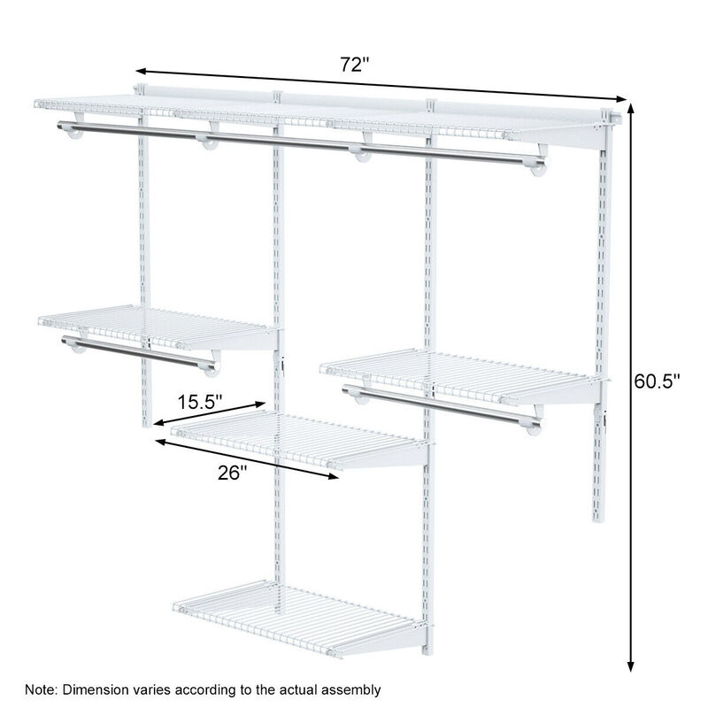 Adjustable Wall Mounted Closet Rack System with Shelf
