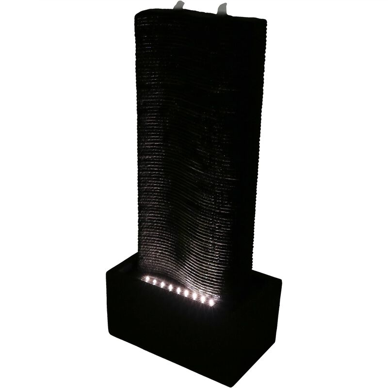 Sunnydaze Rippling Tower Outdoor Water Fountain with LED Lights - 31 in