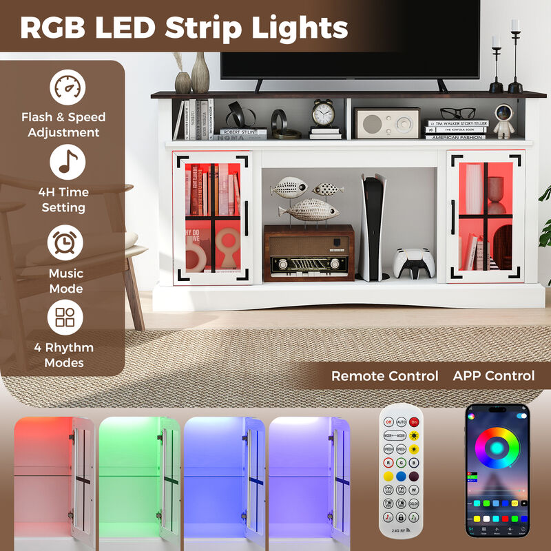 Modern TV Stand with Built-In LED Lighting and Remote Control image number 7