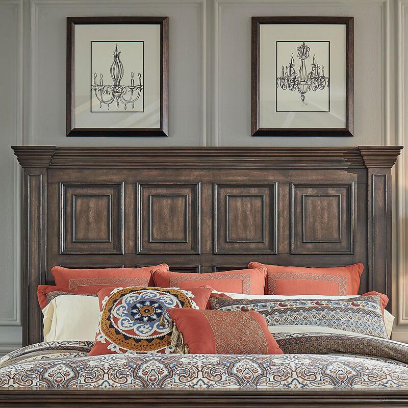 Liberty Furniture Big Valley Panel Bed in Whitestone w/ Heavy Distressing image number 3