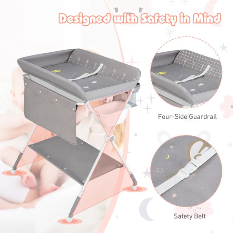 Hivvago Foldable Baby Changing Table with Wheels
