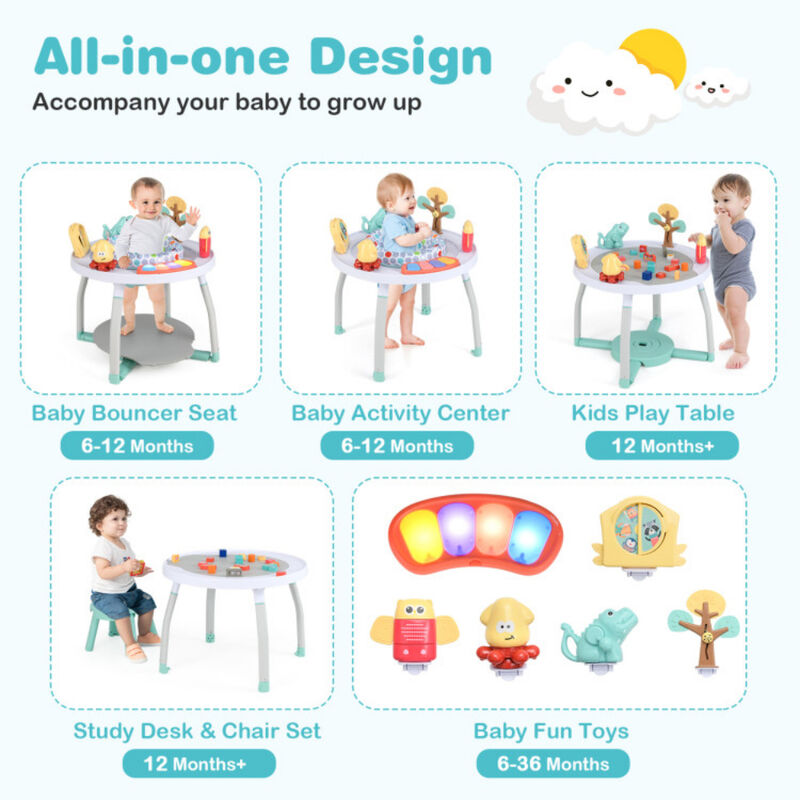 5-in-1 Interactive Baby Activity Center Bounce Seat with Detachable Toys image number 6