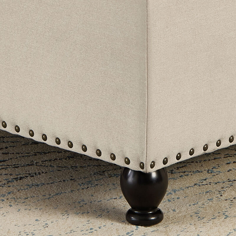 Streamdale Beige upholstered storage ottoman with wooden legs image number 8