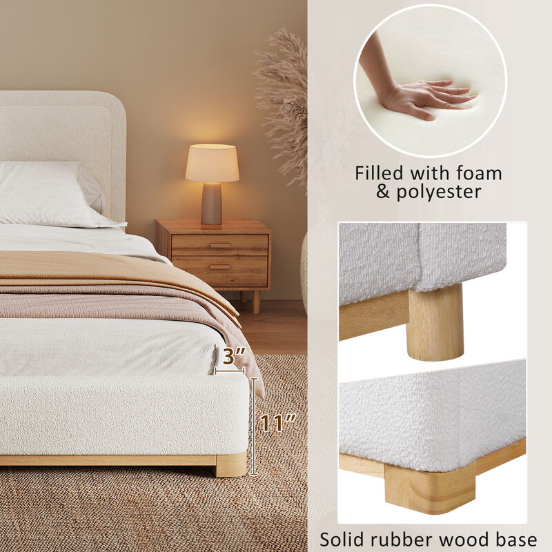 Christopher Knight Home Sloane Modern Boucle Upholstered Platform Bed with Curved Headboard image number 5