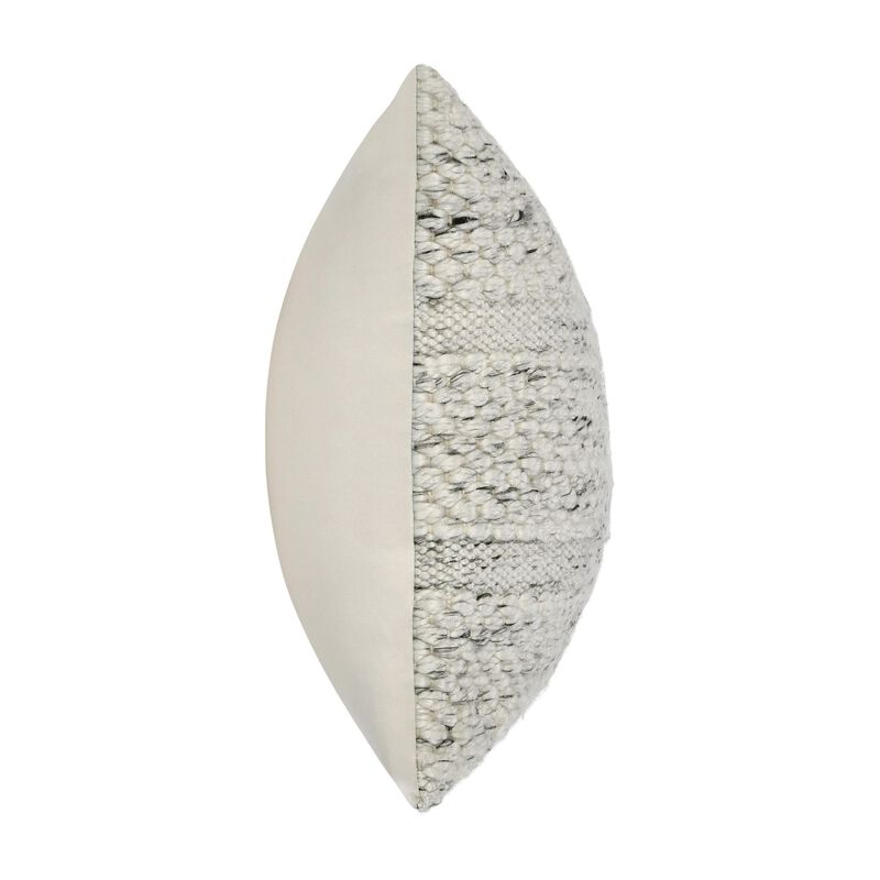 Dolu Lumbar Throw Pillow, Hand Woven Texture, 20 Inch Recycled, Ivory - Benzara