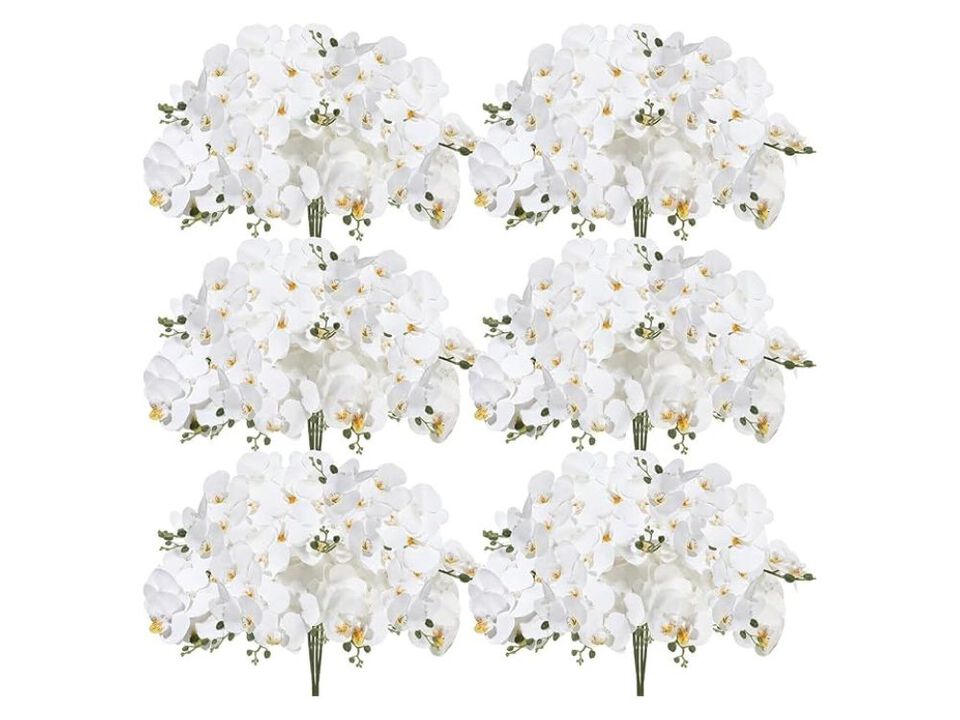 20 Piece White Artificial Orchid Flower Stems Wedding Centerpiece Decor