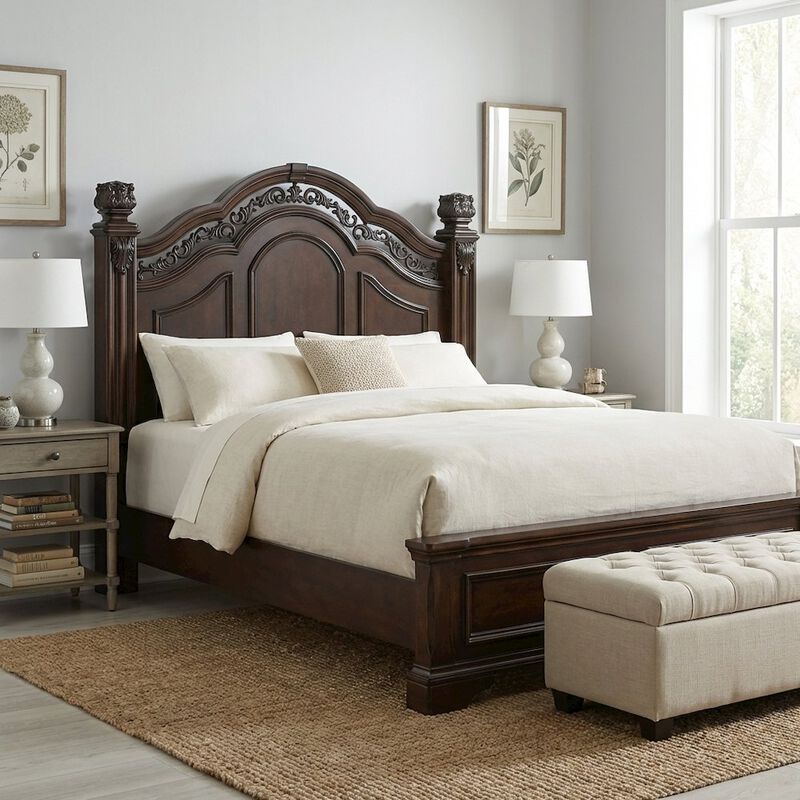 Liberty Furniture Cognac King Poster Headboard Solid and Manufactured Wood Traditional Design image number 2