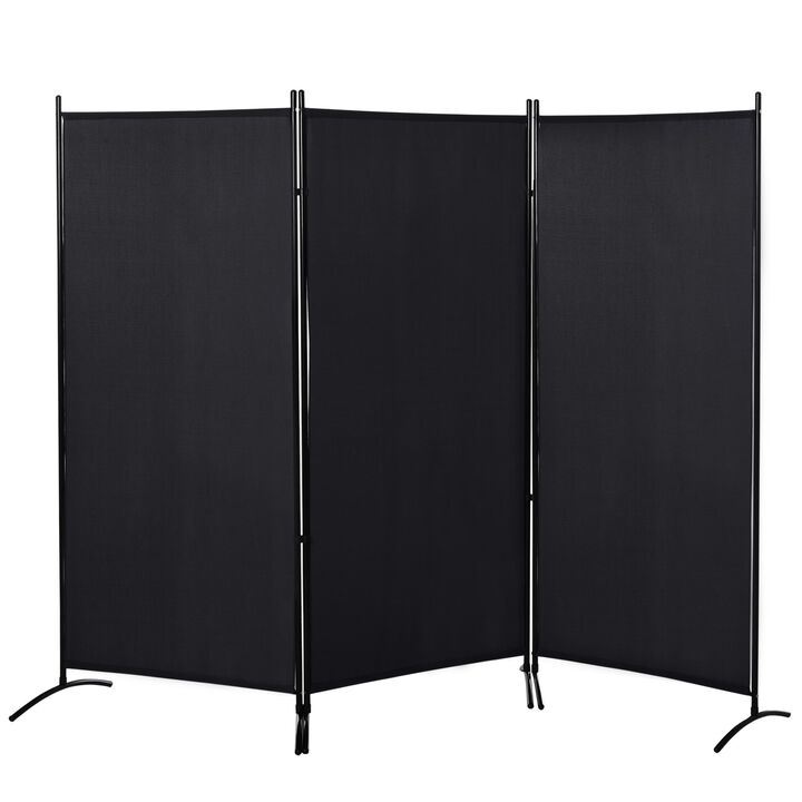 3-Panel Privacy Screen Folding Room Divider for Indoor Bedroom Office 100" x 72" Black