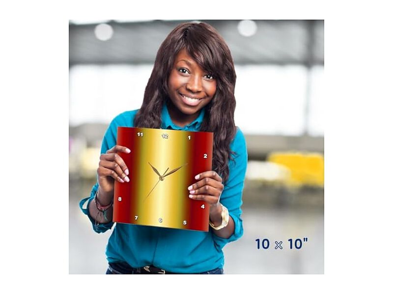 Red Gold Wall Clock 10 Inch Home Decor image number 1