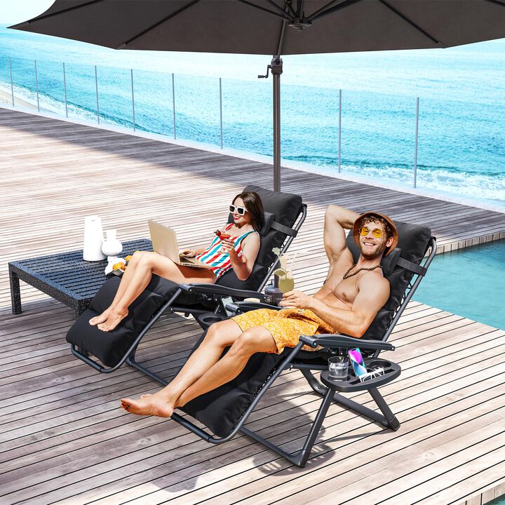 Hivvago Outdoor Zero Gravity Recliner Chair Set with Headrest and Tray - Set of 2