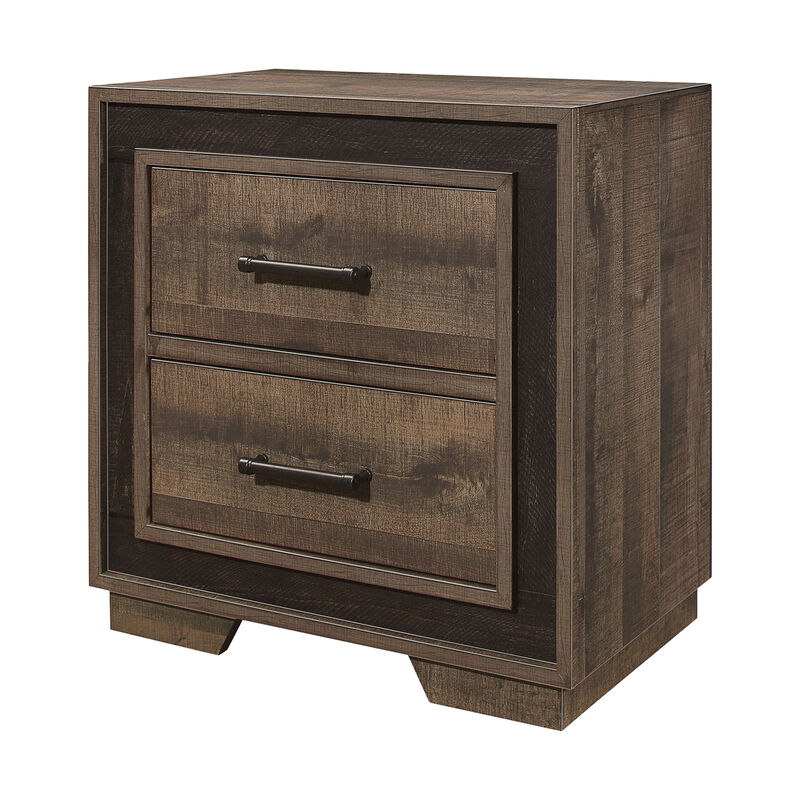 Shelli 4 Pc Queen Size Bedroom Set, Wood Planks, Mahogany Brown