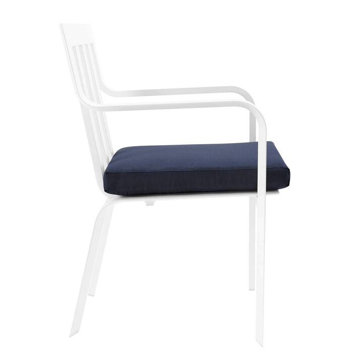 Modway Baxley Outdoor Patio Stackable Aluminum Dining Chair in White Navy