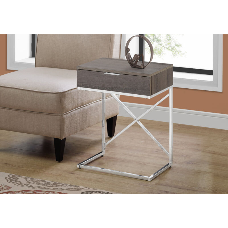 Versatile Wood and Metal End Table &ndash; Sturdy Accent Table with Drawer for Living Room