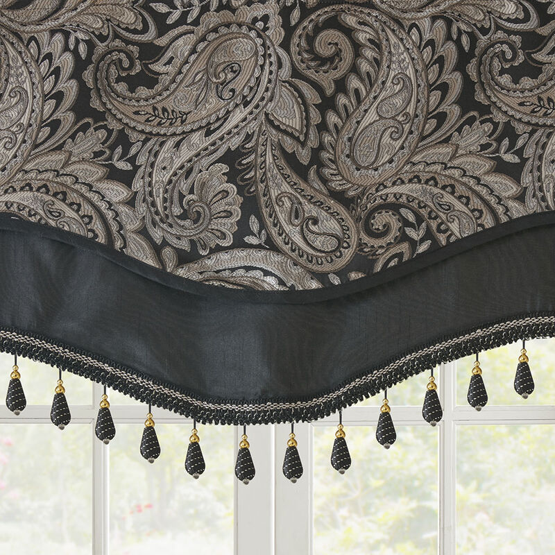 Gracie Mills Thornton Paisley Jacquard Window Valance with Beads trimming