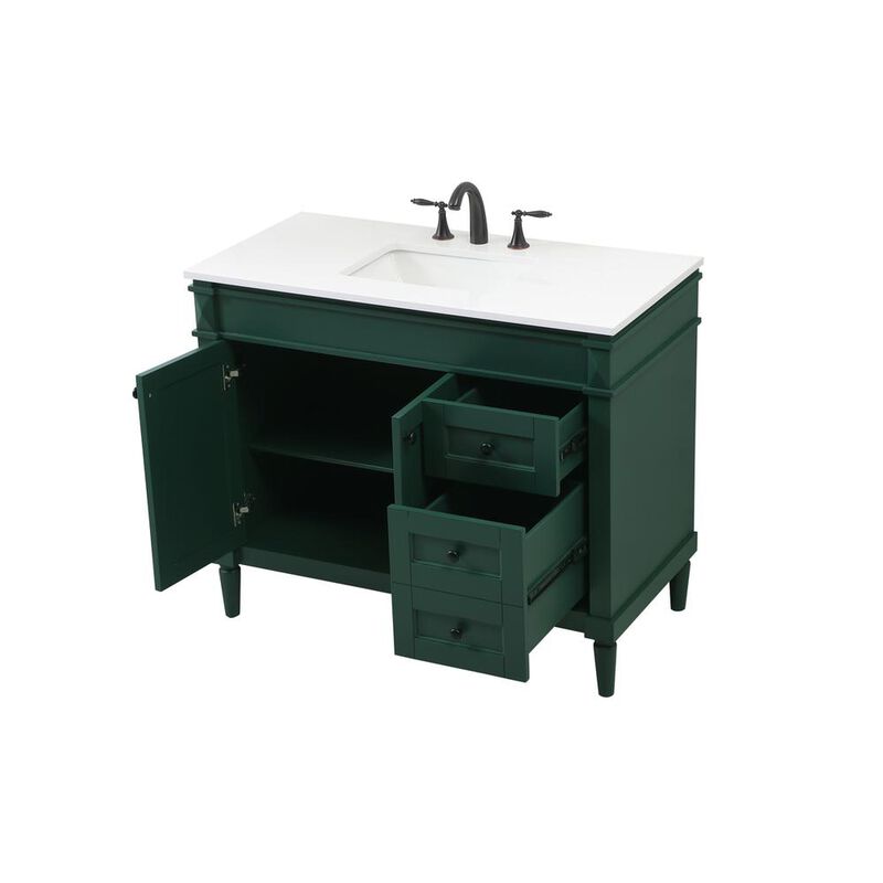 Elegant Kitchen and Bath 42 inch Single bathroom vanity in green