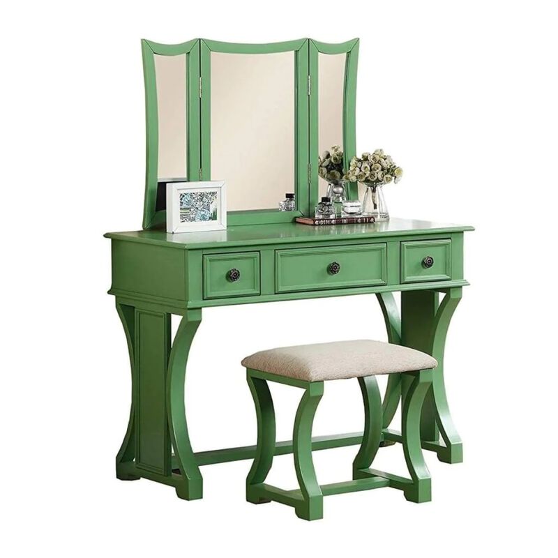 Modern Apple Color Vanity Set with Mirror & Stool
