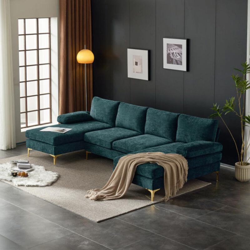 U-Shaped 4-Seat Indoor Modular Sofa Modern Lounge Seating for Living Room with Customizable Design