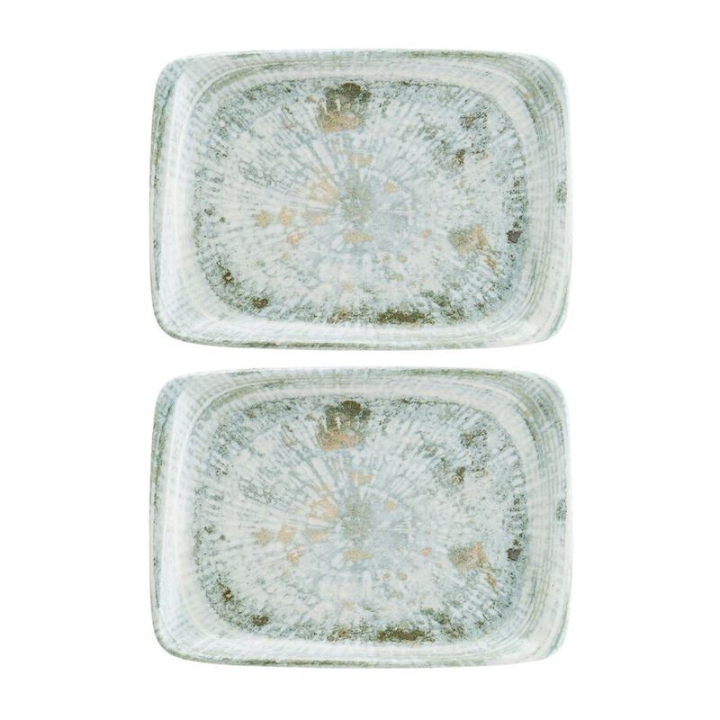 Odette 9" x 6" Rectangular Decorated Porcelain Plate (Set of 2)