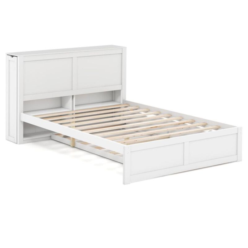 Hivvago Kids Wooden Platform Bed with Trundle Storage Headboard