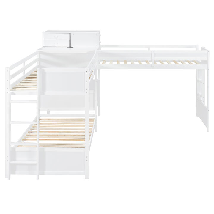 Merax Twin size L-Shaped Bunk Bed with Built-in Desk