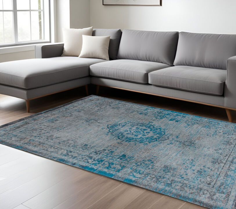 HomeRoots Medallion Non Skid Area Rug