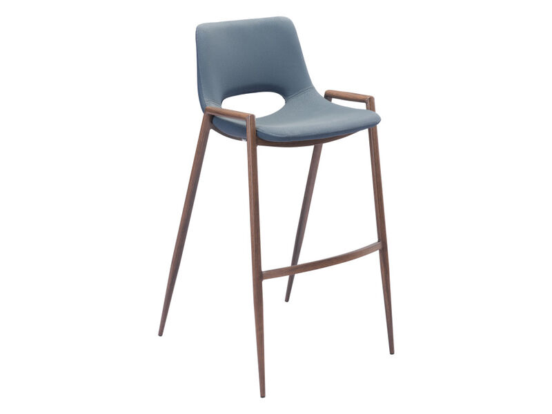 Desi Barstool (Set of 2) Azure Gray & Walnut