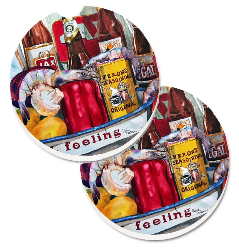 Caroline's Treasures Veron's & New Orleans Beers Set of 2 Cup Holder Car Coasters 1010CARC, 2.56, Multicolor image number 0