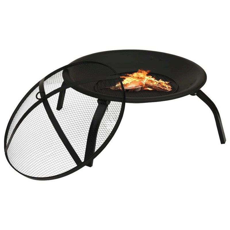 vidaXL 2-in-1 Fire Pit and BBQ with Poker, Steel