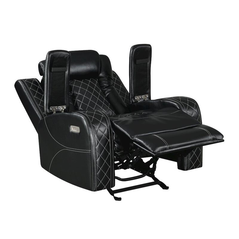 Orion II Faux Leather Power Glider Recliner, Black image number 2