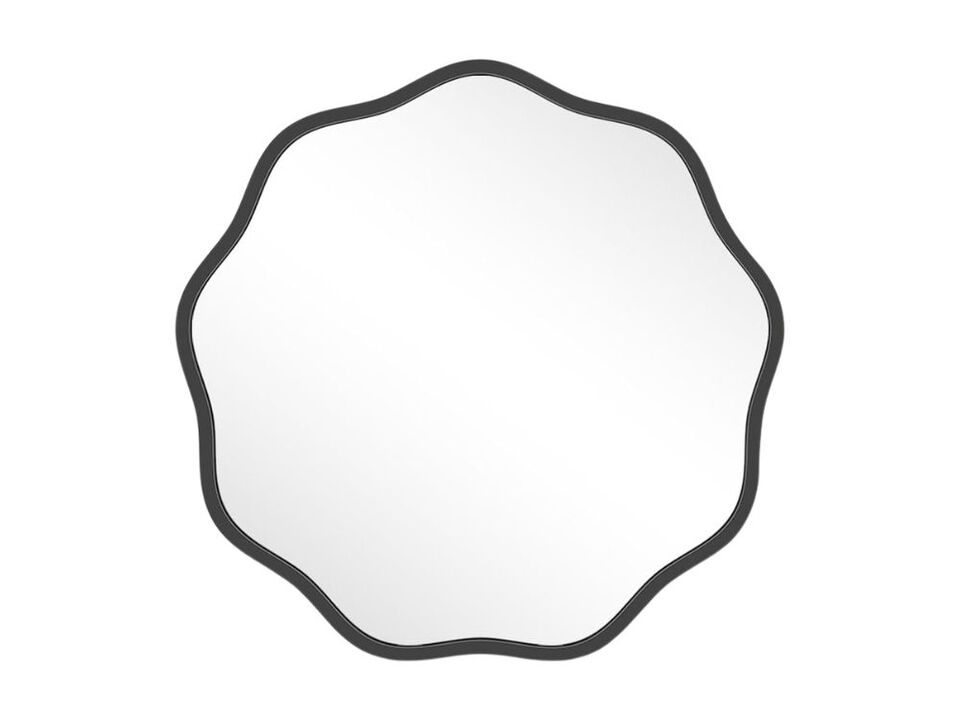 Black Round Wavy Wall Mirror 20 Inch Aluminum Frame Decorative Mirror