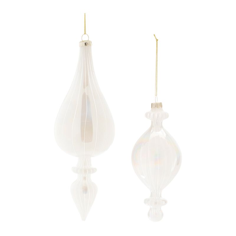 Iridescent Glass Finial Ornaments (Set of 12) &ndash; Elegant Tapered Christmas Decorations for Tree, Garland, or Mantel Display