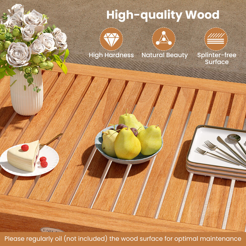 48" Wood Rectangular Patio Table for 4&ndash;6 People, Outdoor Dining Table image number 6