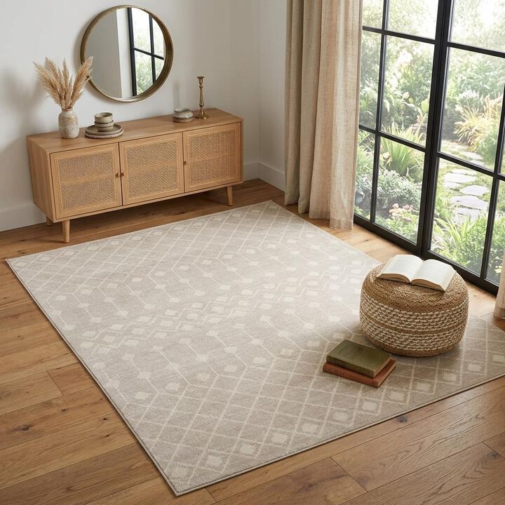 HomeRoots Geometric Power Loom Area Rug