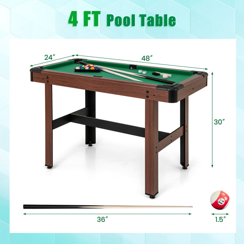 Kids and Adults Wooden Pool Table with Complete Billiard Ball Set image number 2
